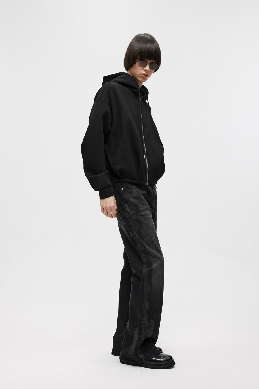 Pleated Air Layer Hooded Sweatshirt