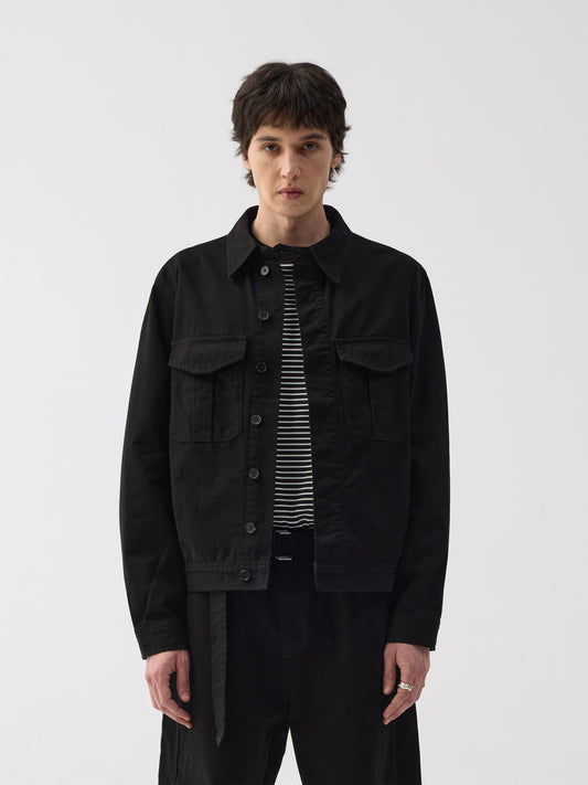 Twill Wash Denim Short Jacket