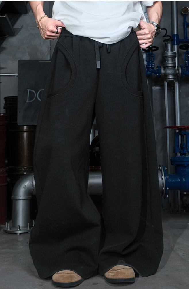 Draped Straight Wide Leg Sweatpants