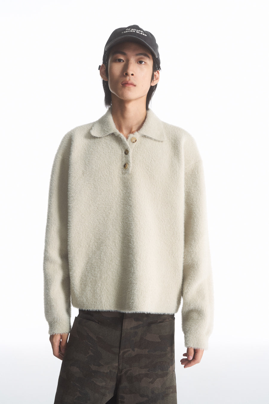 Imitation mink polo neck sweater