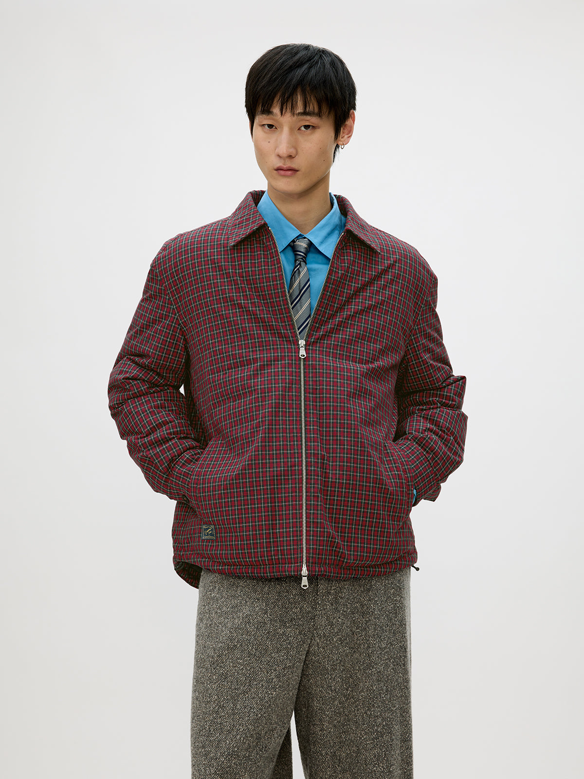 Checkered White Duck Down Jacket