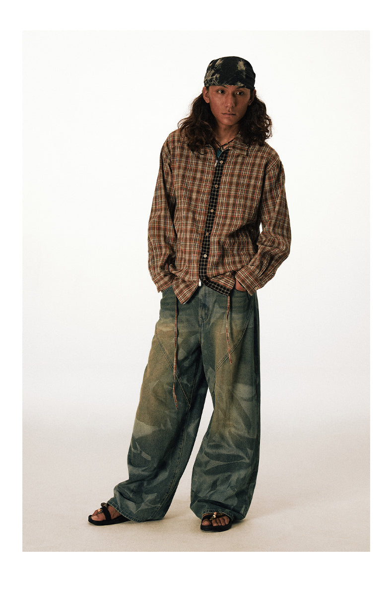 Checkered Zippered Drawstring Shirt