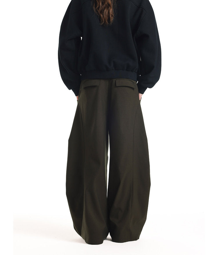 Wide-Leg 3D Pleated Casual Pants