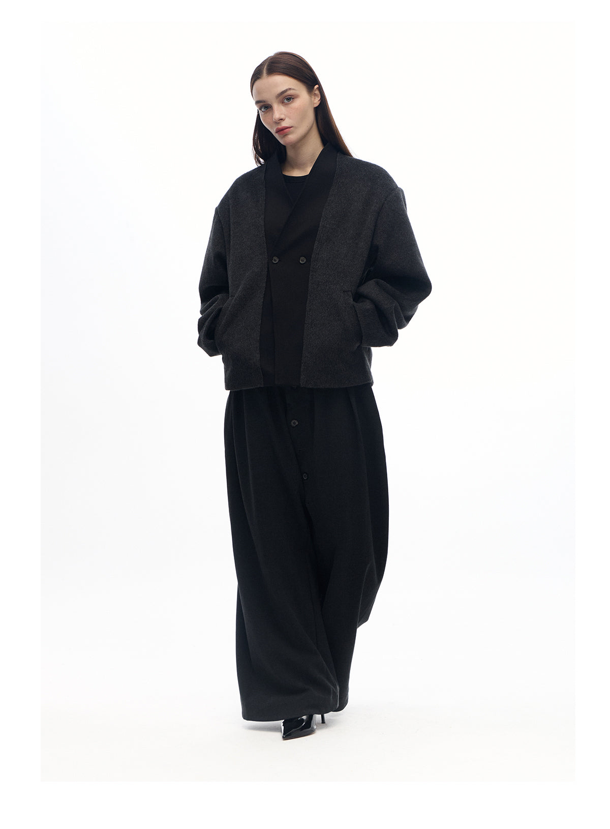 Wool two-button cardigan