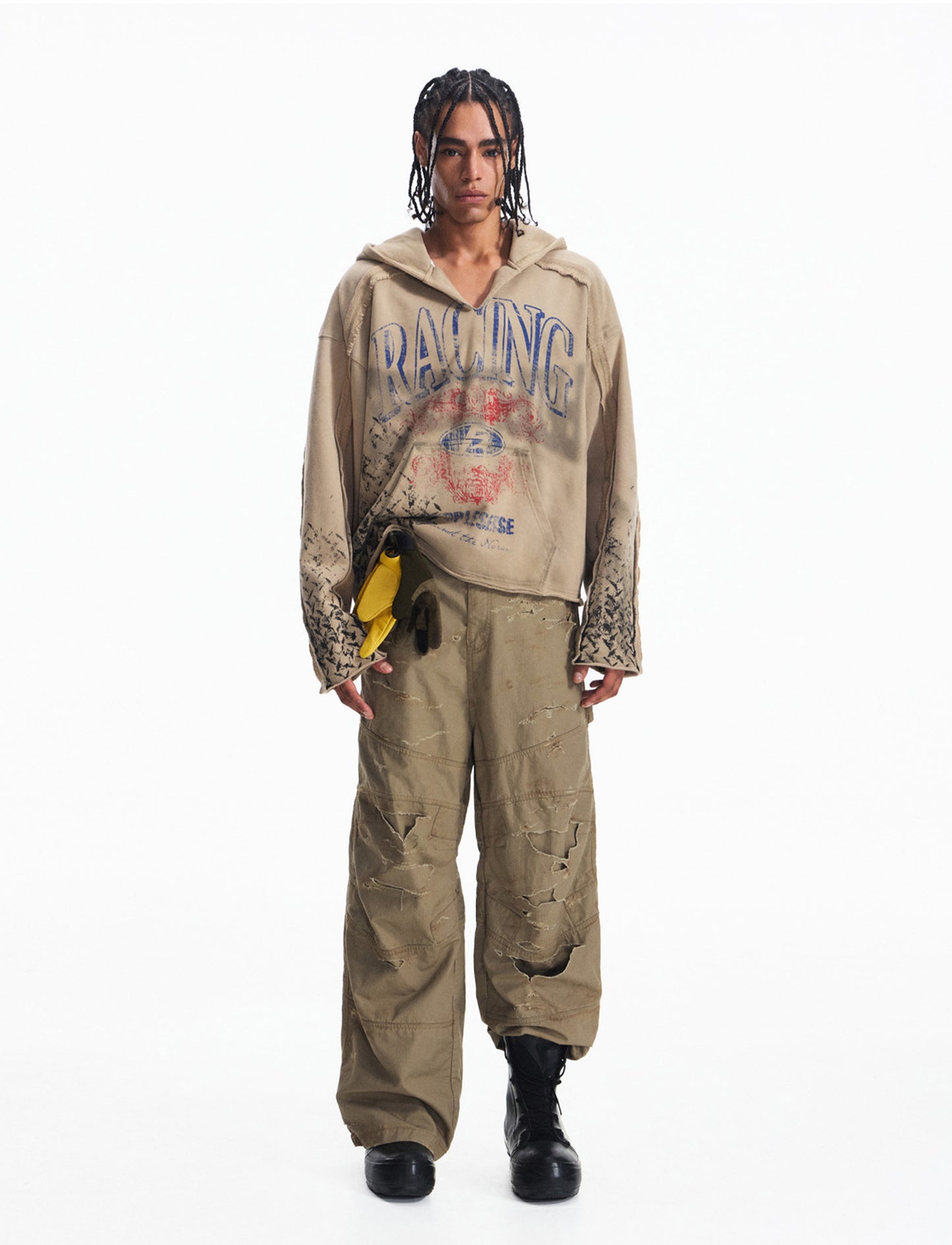 Racing Print Hooded Sweatshirt