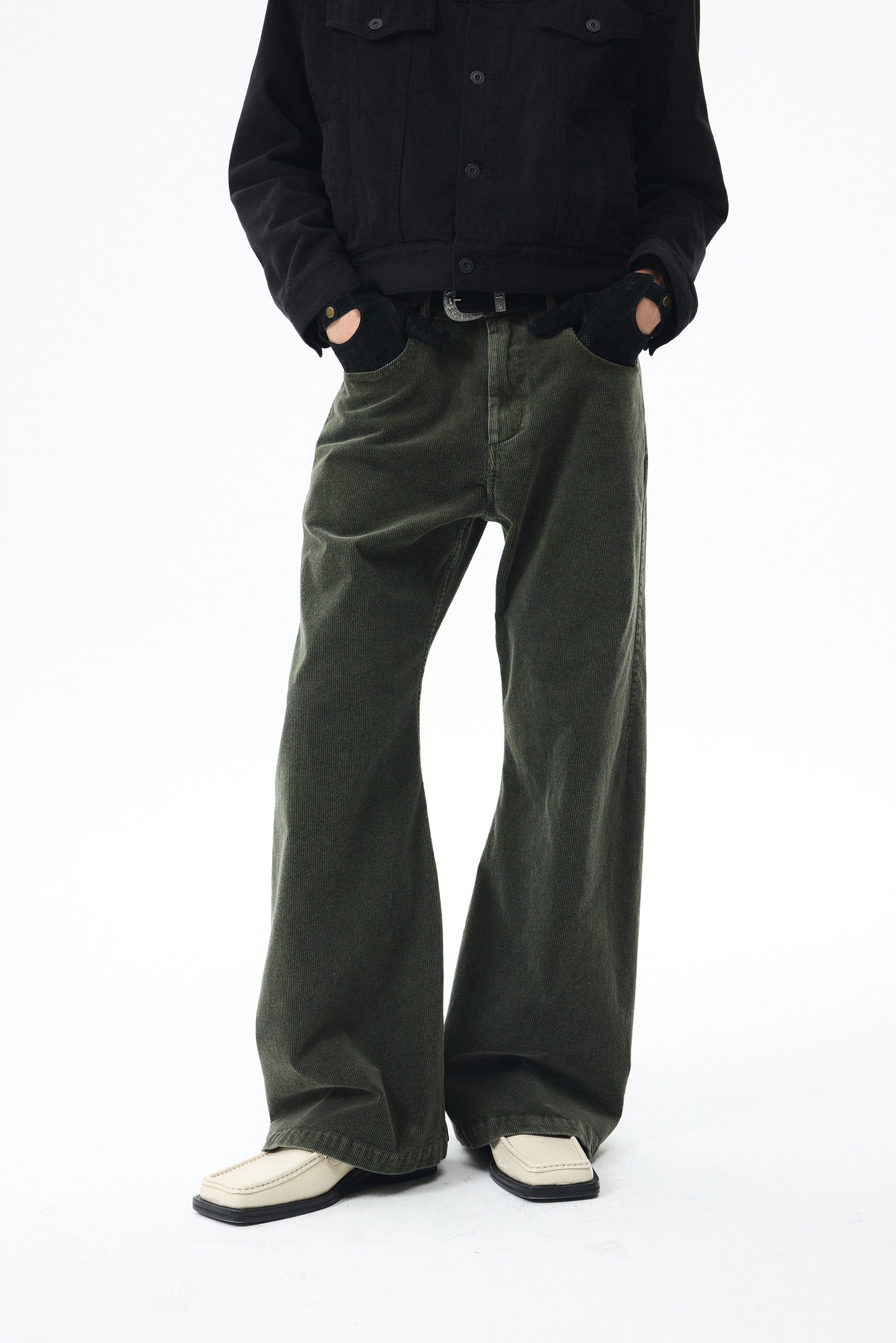 Wash-Finish Corduroy Flare Pants