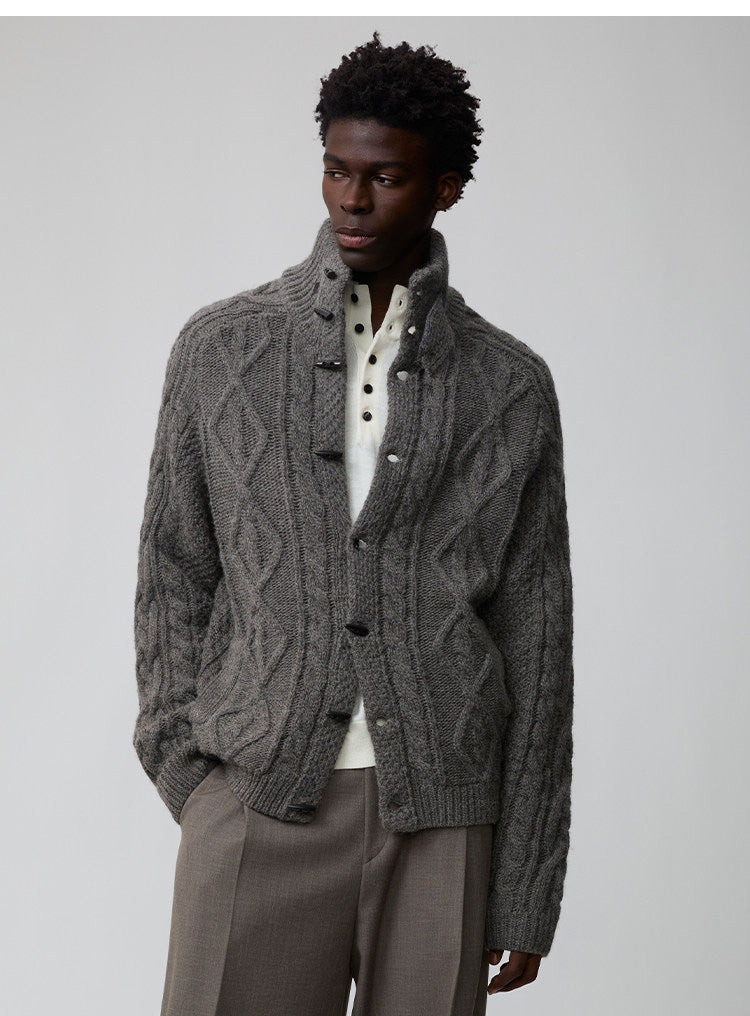 Wool-Blend Cable-Knit Cardigan