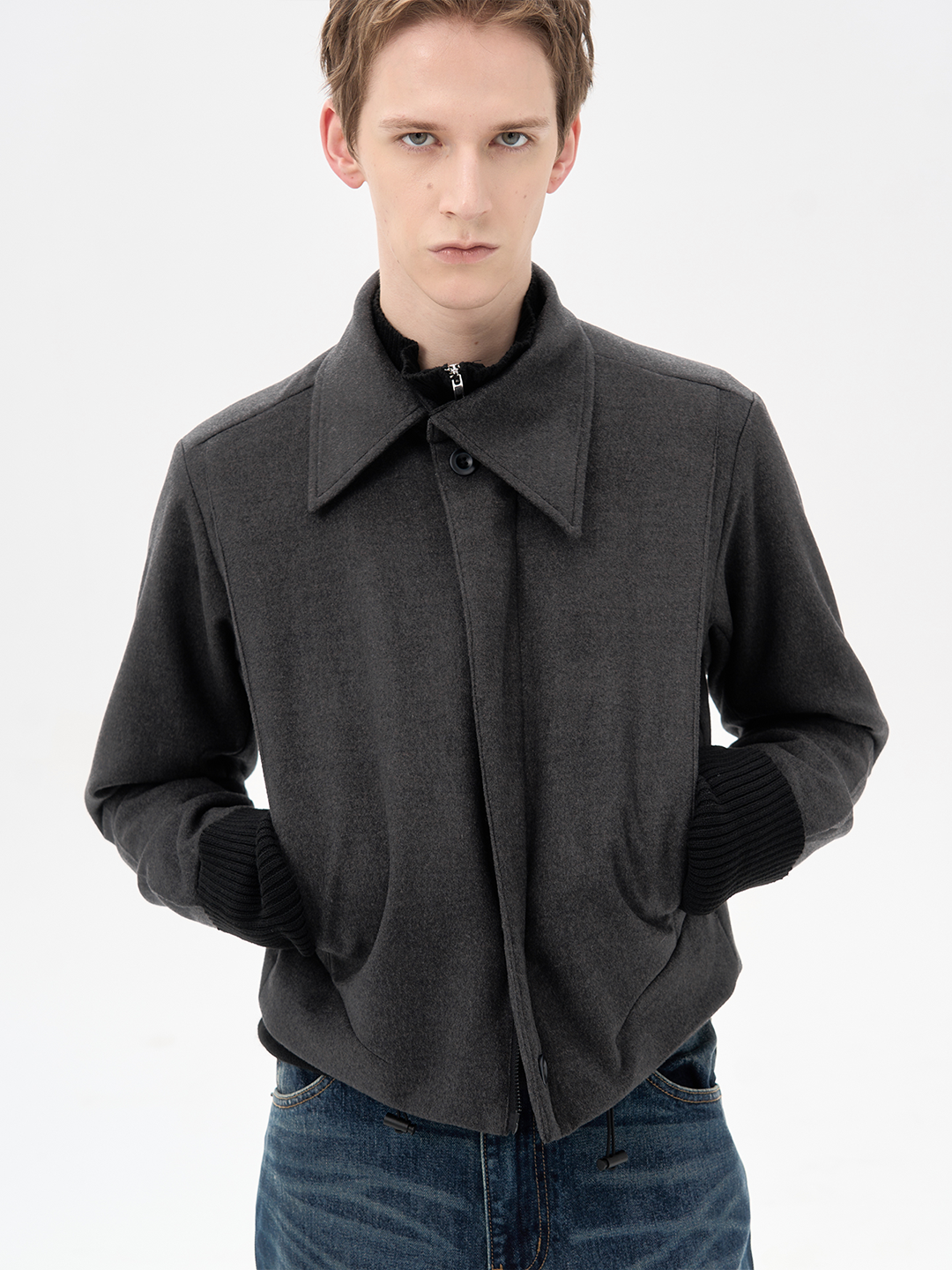 Pleated Cotton Casual Jacket