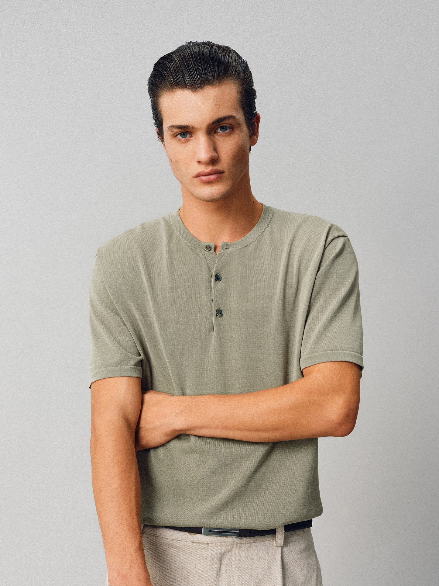 Simple Henry-Neck T-Shirt