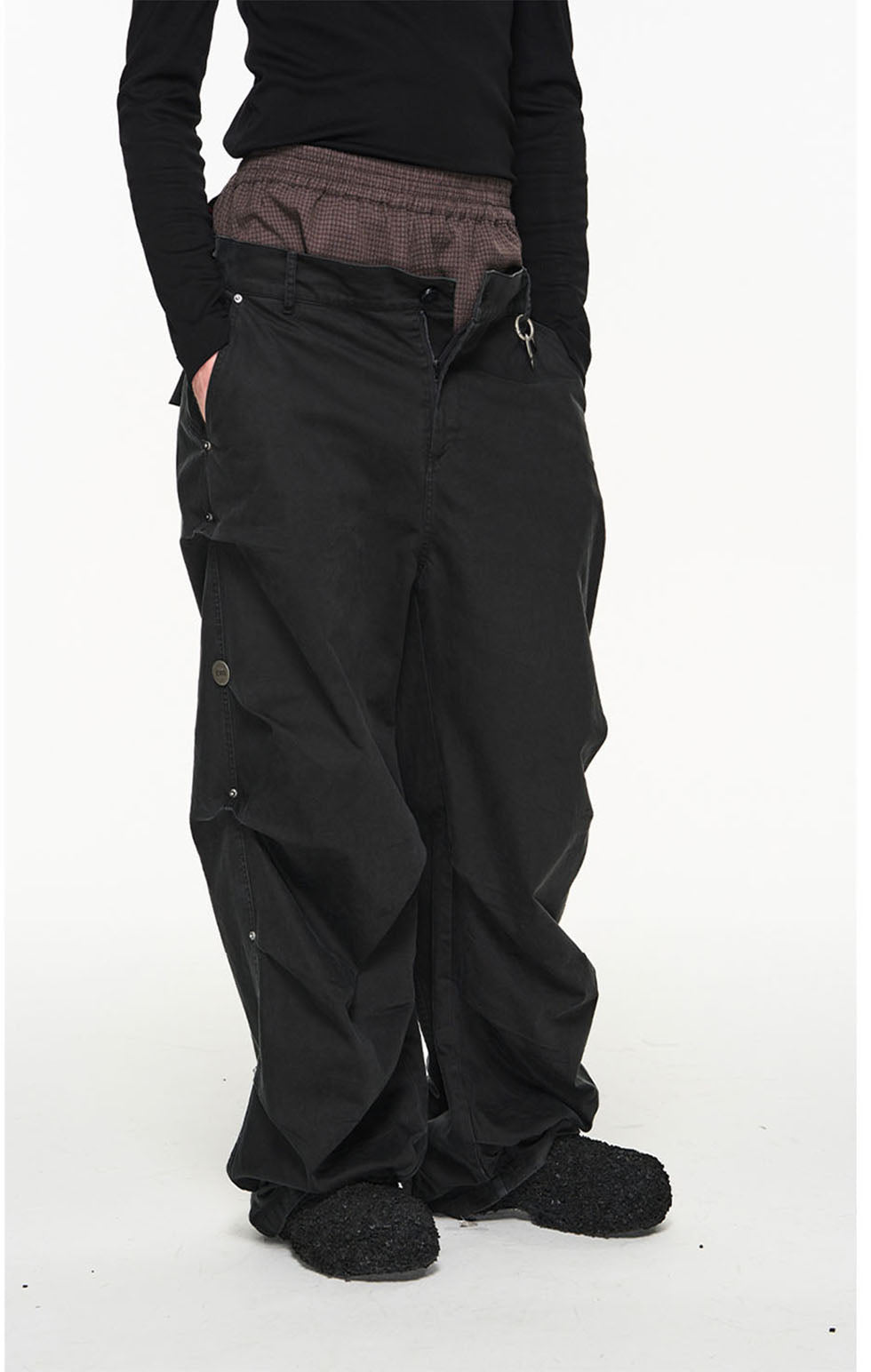 Faux Two-piece Washed Pleated Pants