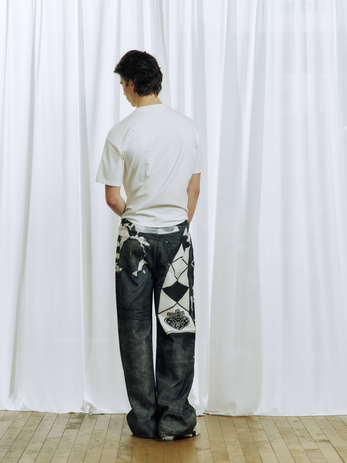 Digital-Print Denim Pants