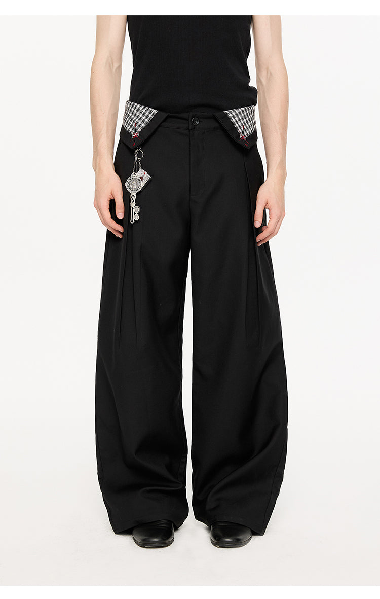 Pleated Houndstooth Casual Pants