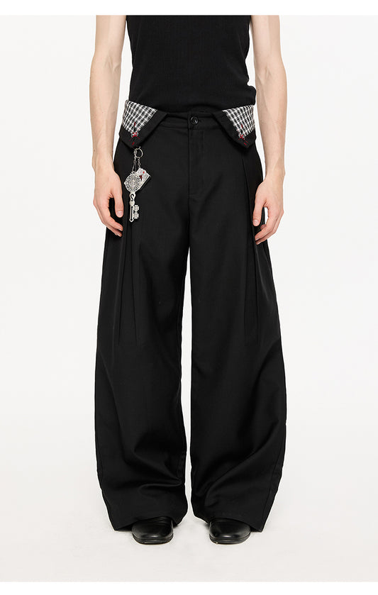 Pleated Houndstooth Casual Pants