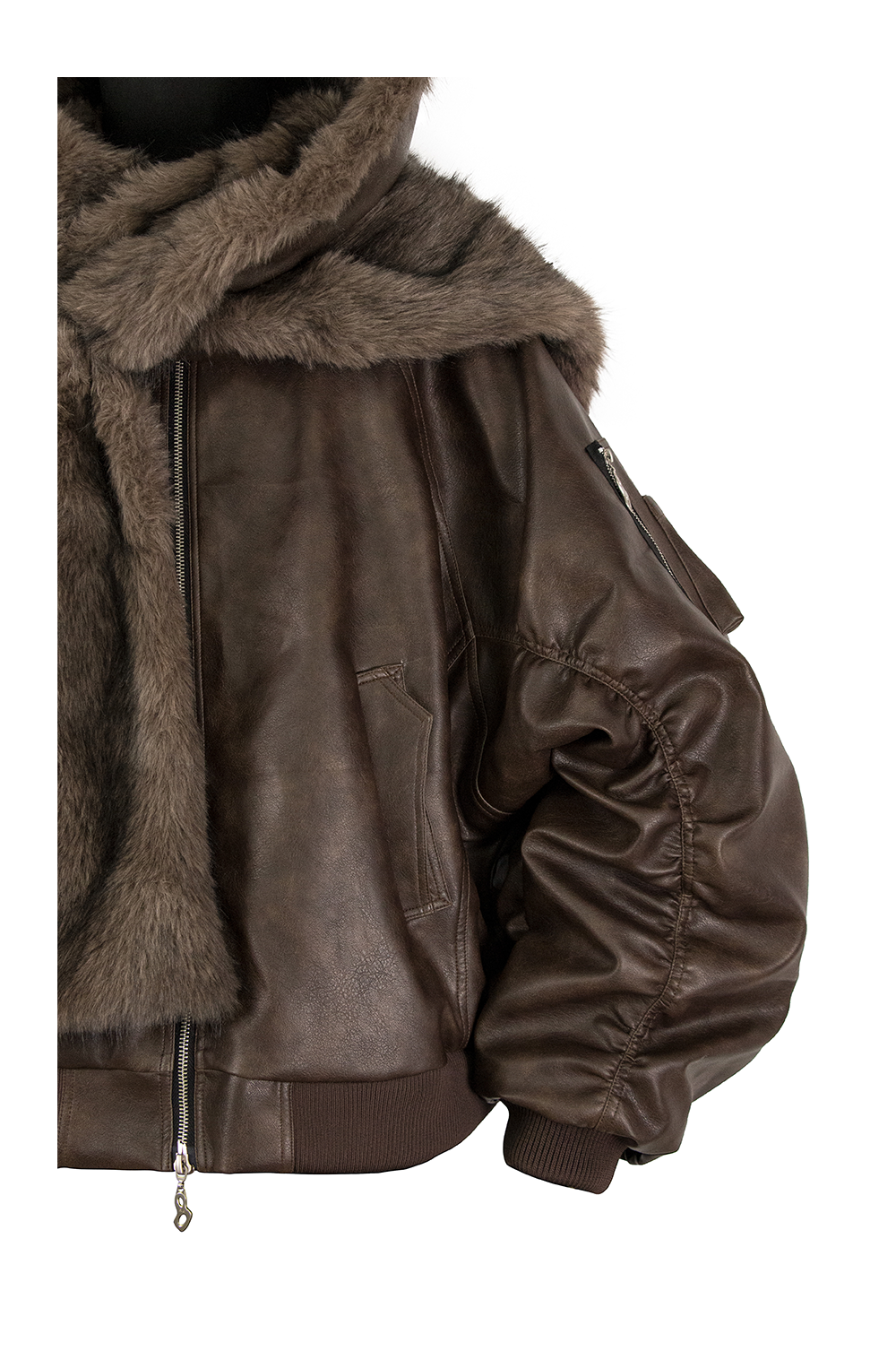 Detachable Scarf Bomber Jacket