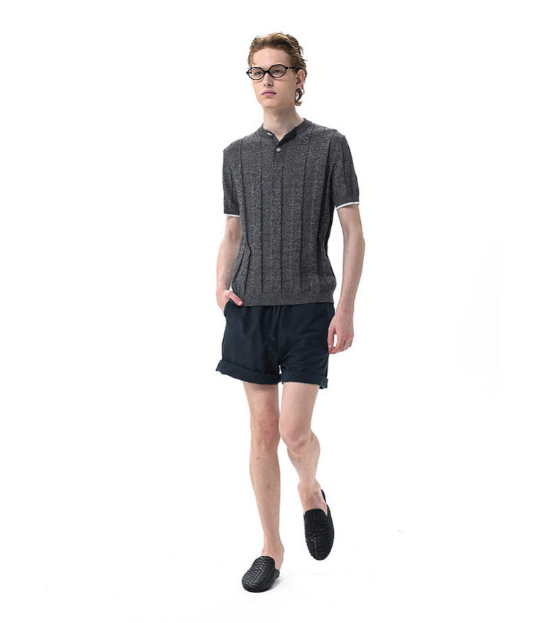 Henley-Neck Knit Shirt