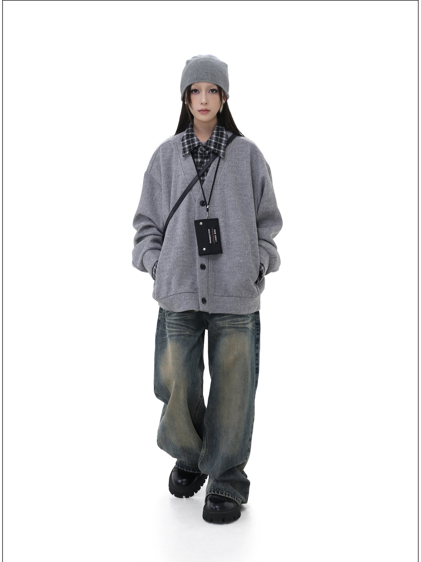 Loose-fitting thick cardigan