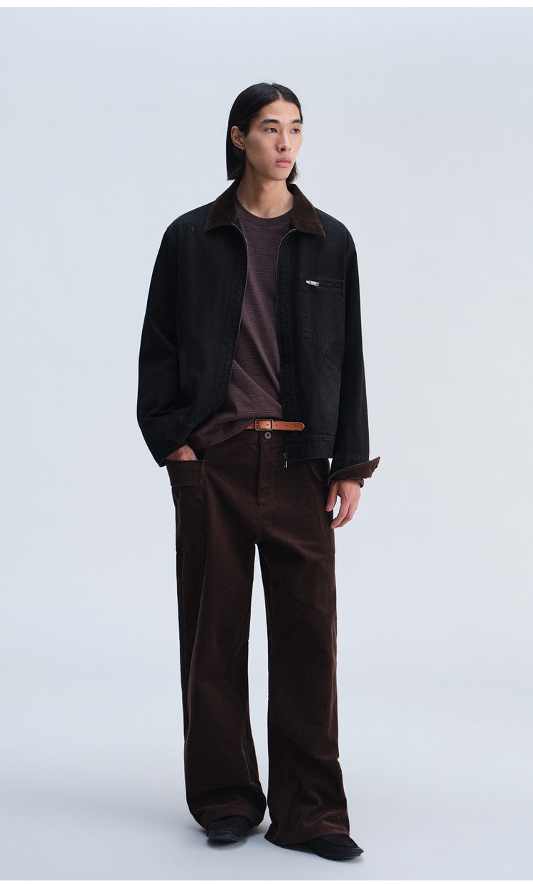 Wash-Finish Casual Pants with Flap Pockets