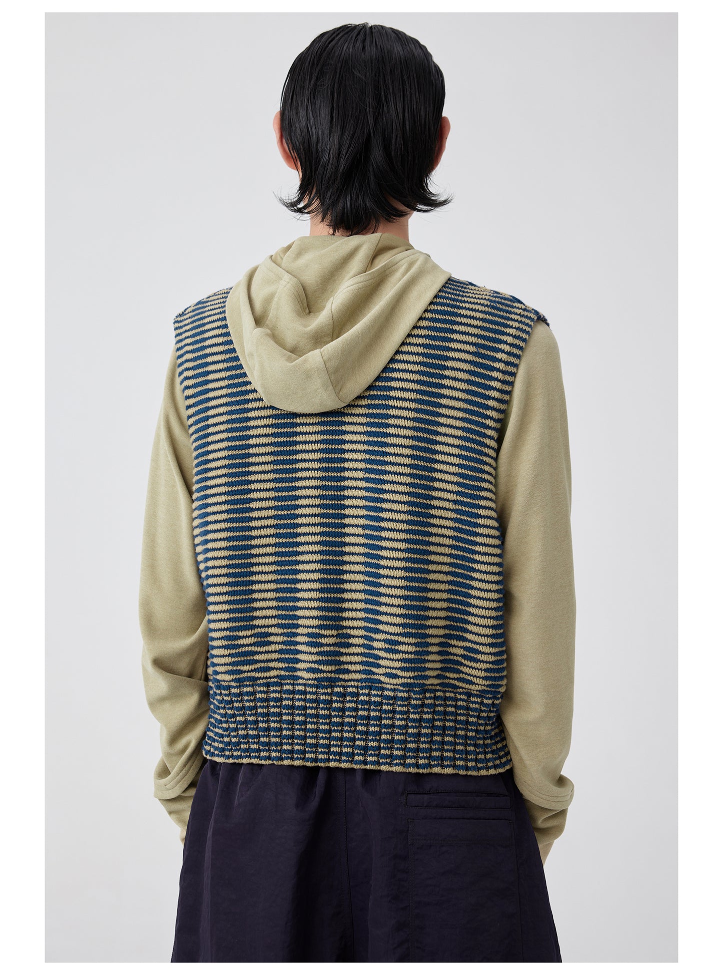 Striped knit strap vest