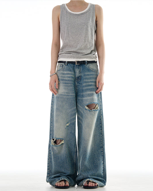 Old Washed Torn Jeans