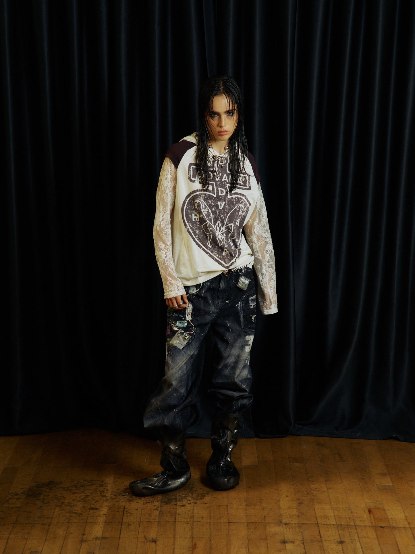 Splash Ink Straight-Fit Denim Pants