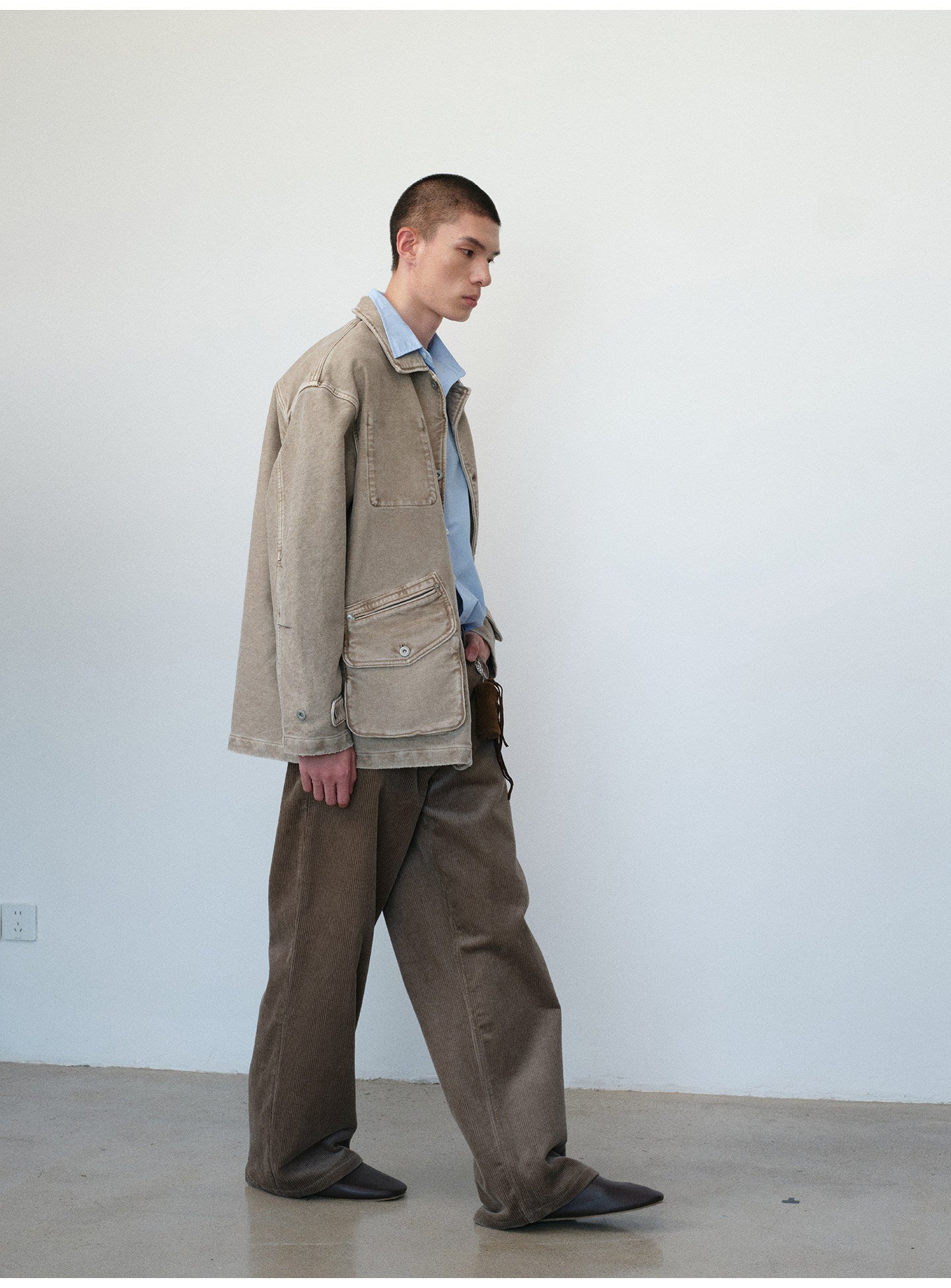 Two-Tone Wash Corduroy Casual Pants