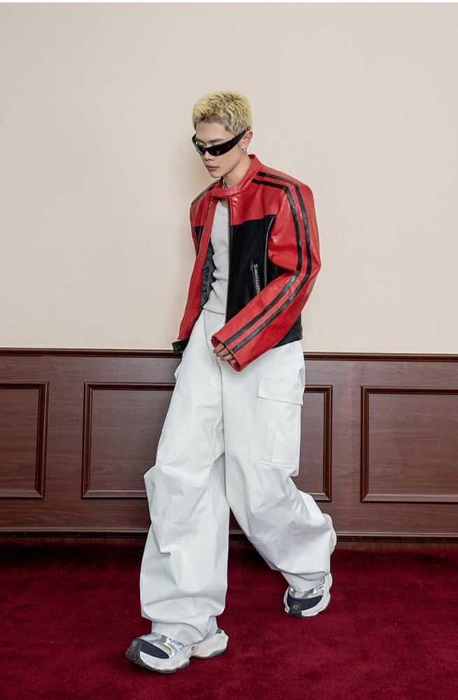 Curved Pleated Straight Casual Pants