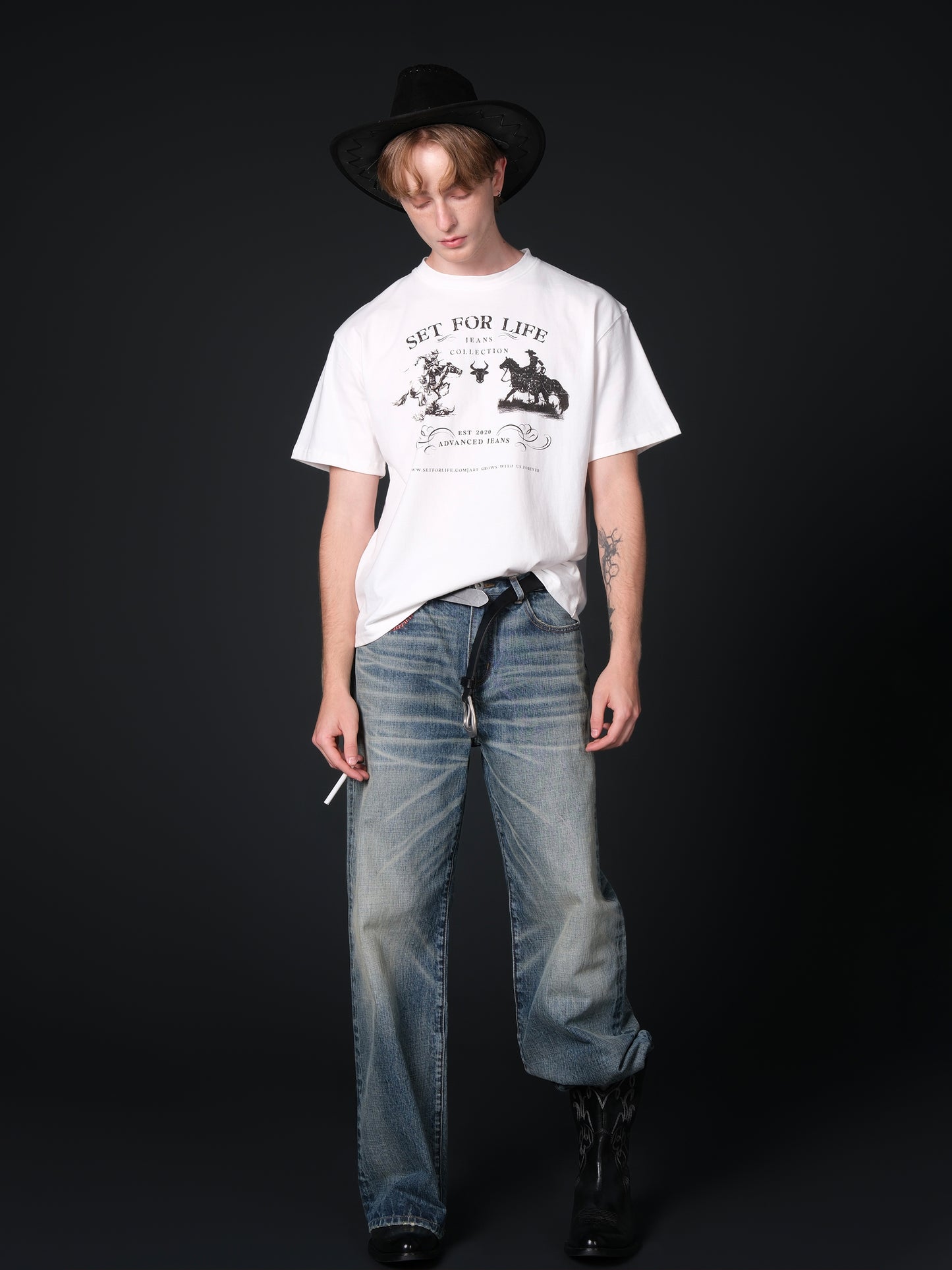 Commemorative print cotton T-shirt