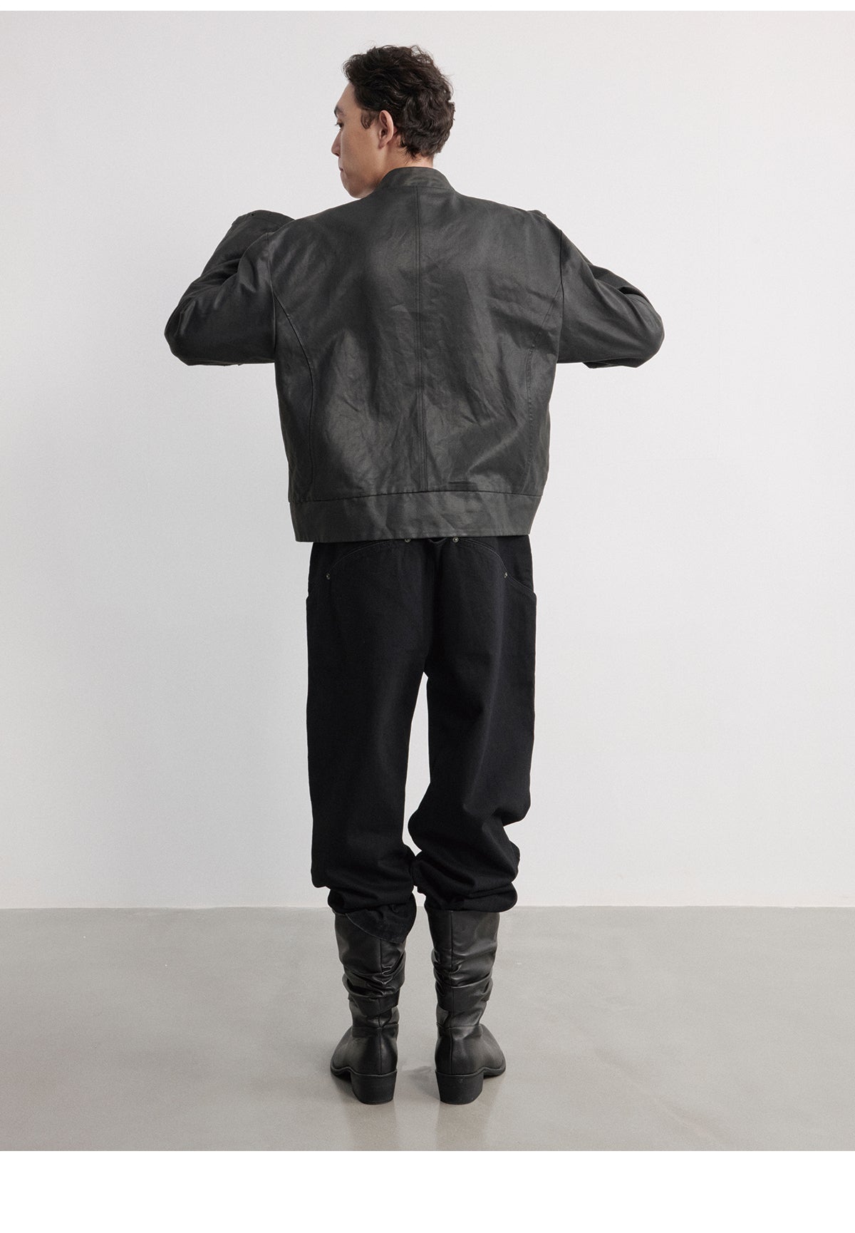 Snap Button Leather Jacket