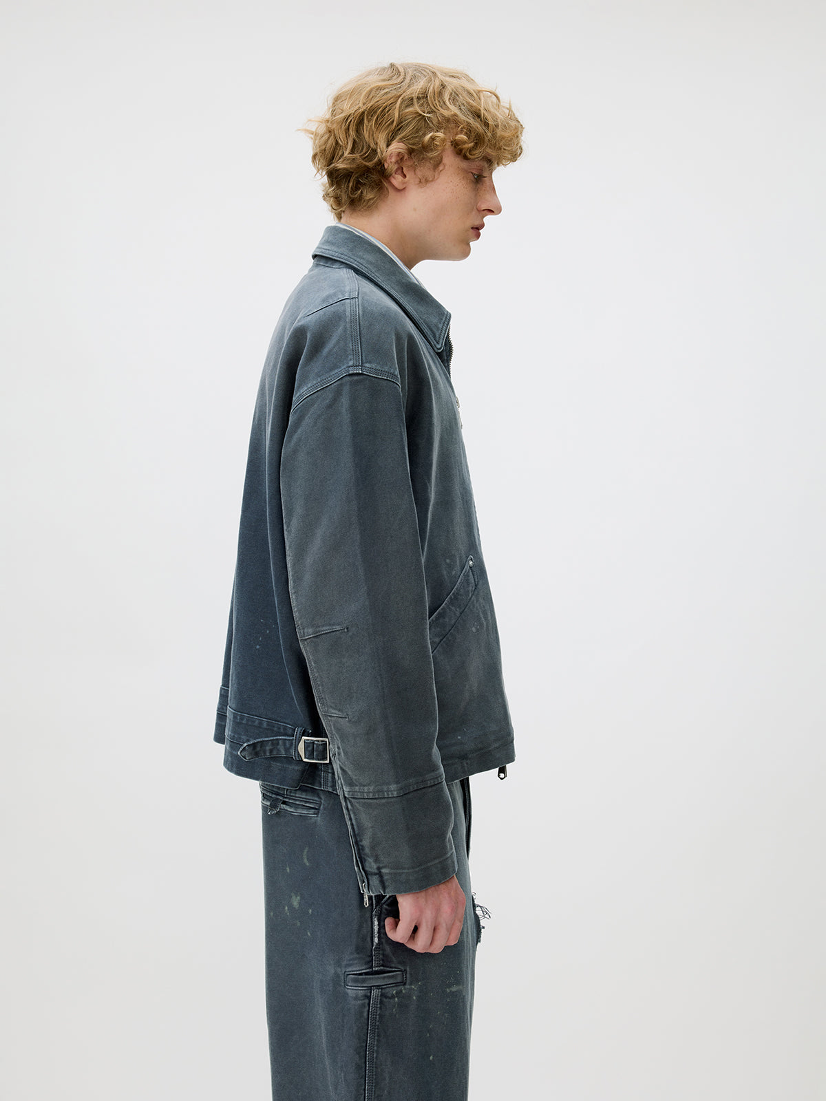 Distressed Zipper Short Jacket