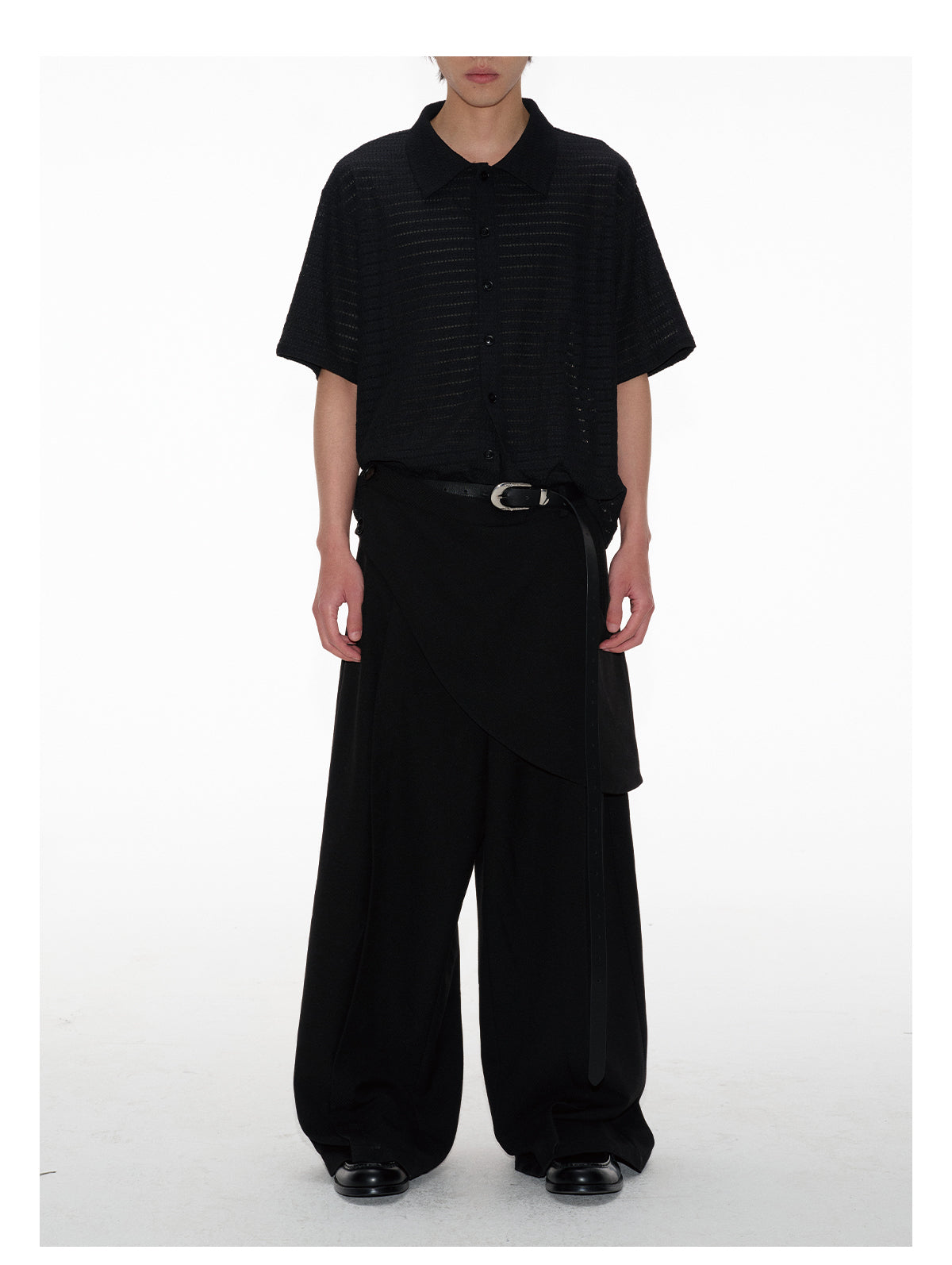 Faux two-piece loose casual pants