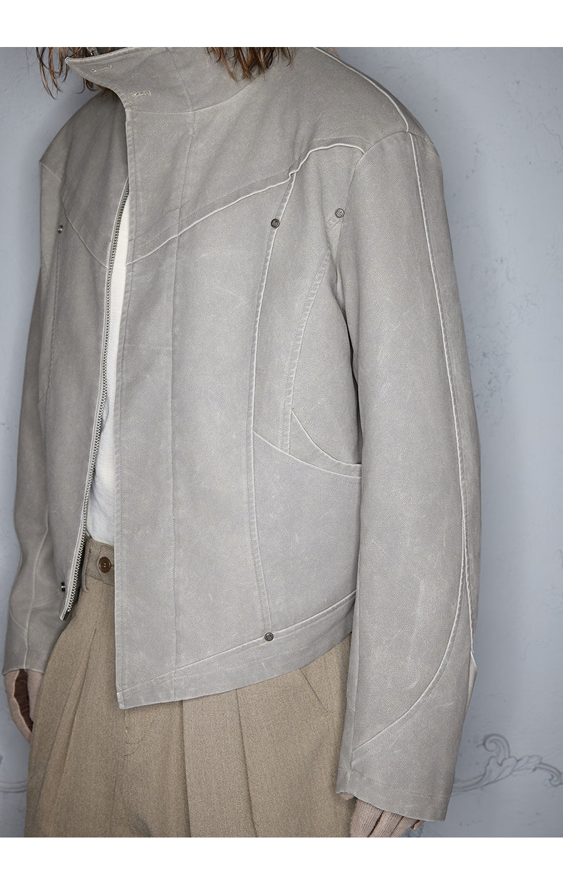 Smoke-Washed Leather Jacket