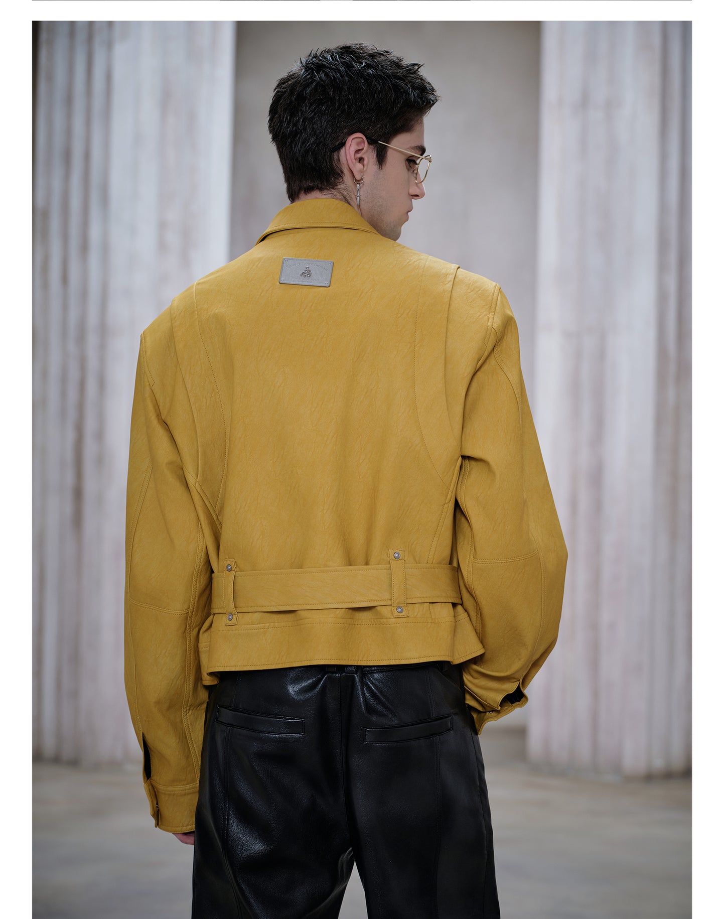 Original Metal Shoulder Leather Jacket