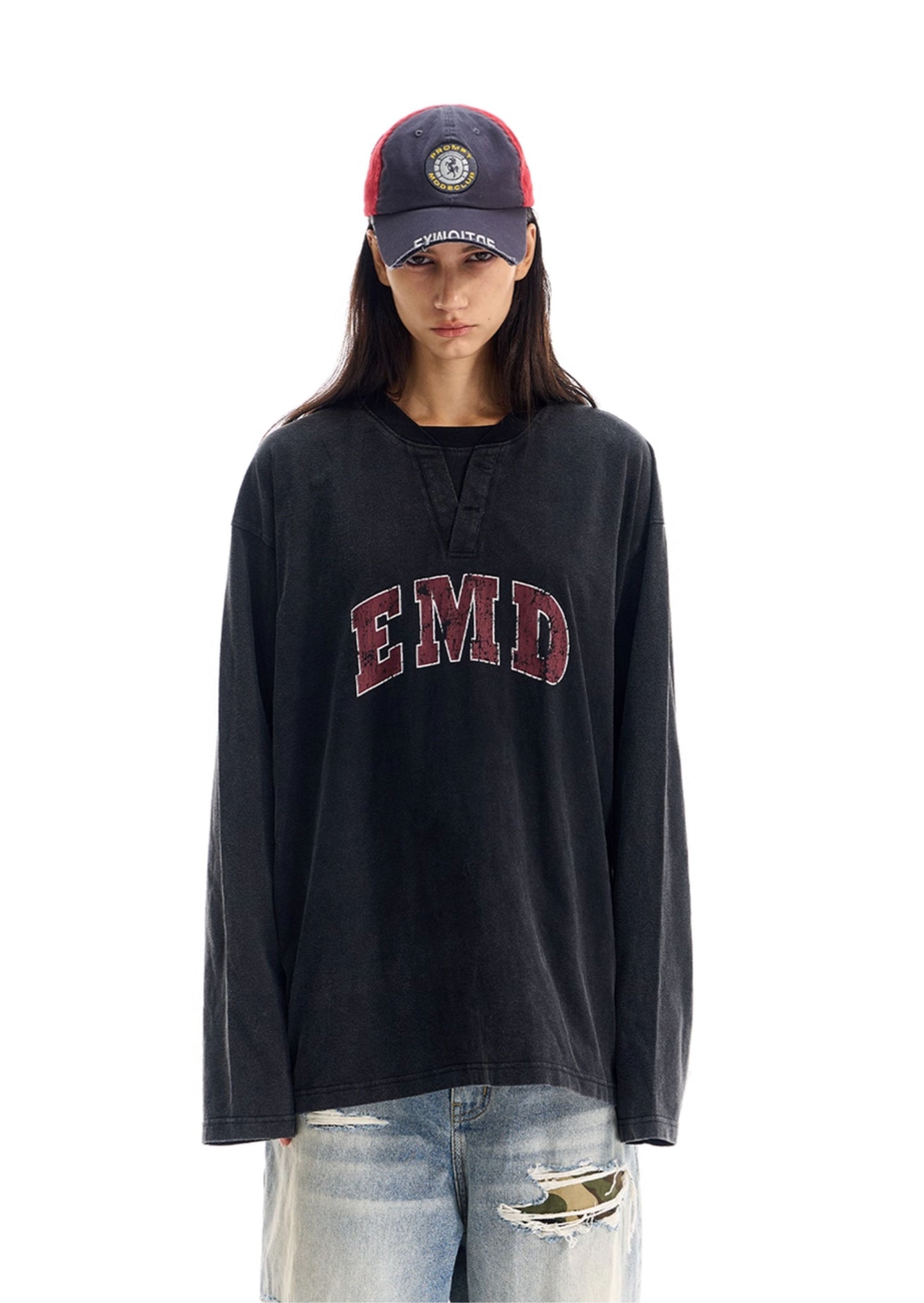 Wash-processed Basic Print T-Shirt