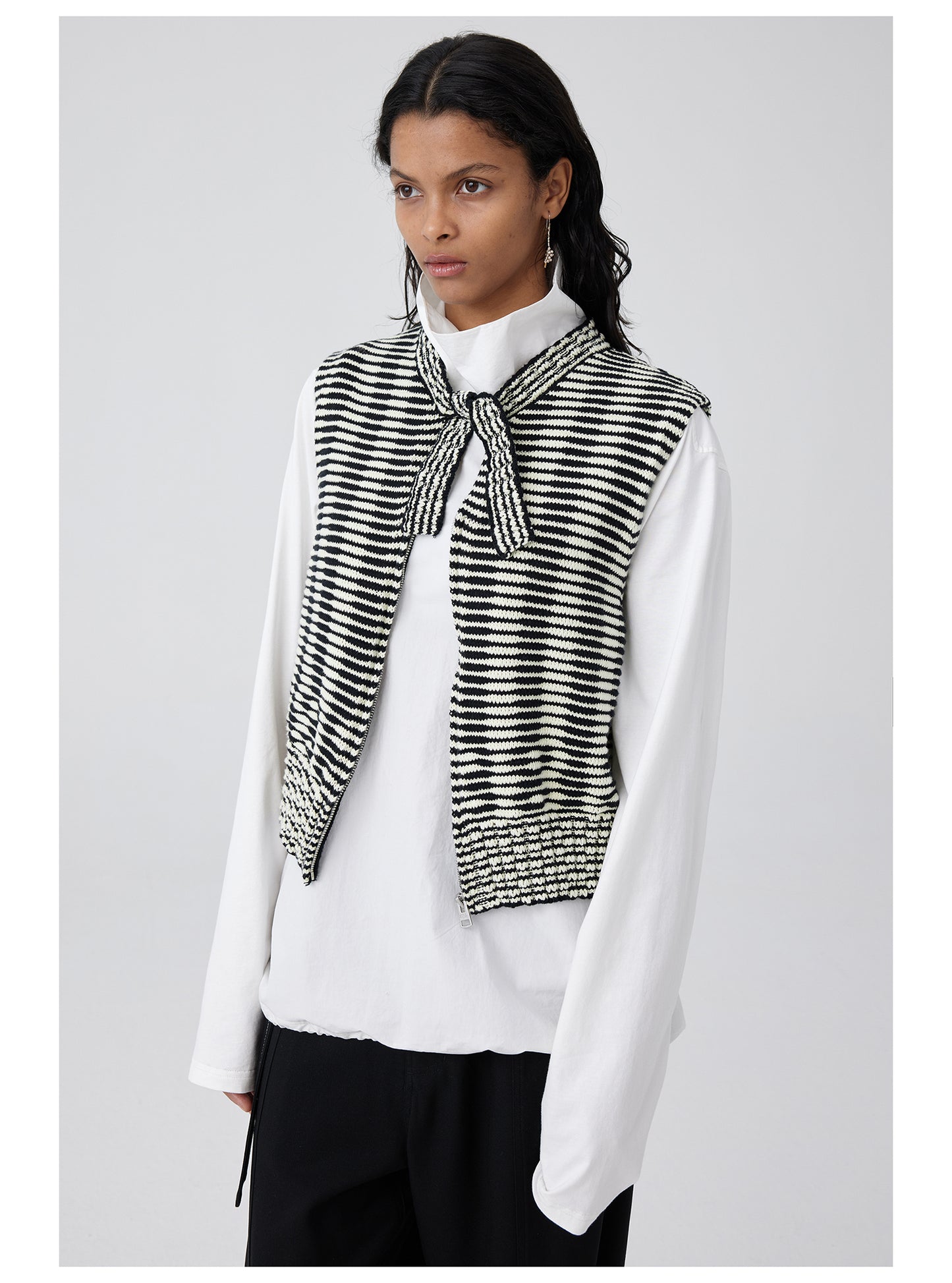 Striped knit strap vest