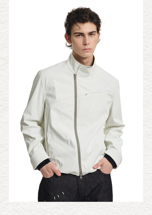 Lightweight Jacket with Flip-Up Sleeves and Diagonal Zipper