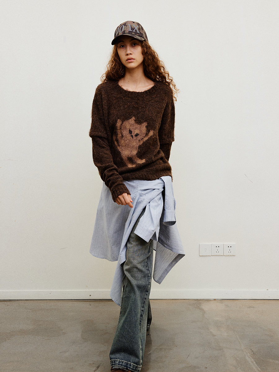 Patchwork Crew Neck Sweater