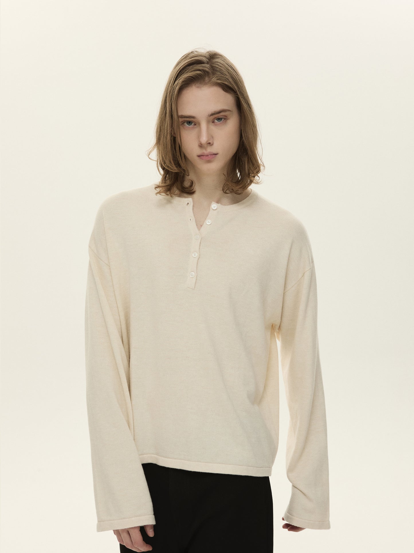 Basic Henley Collar Knit