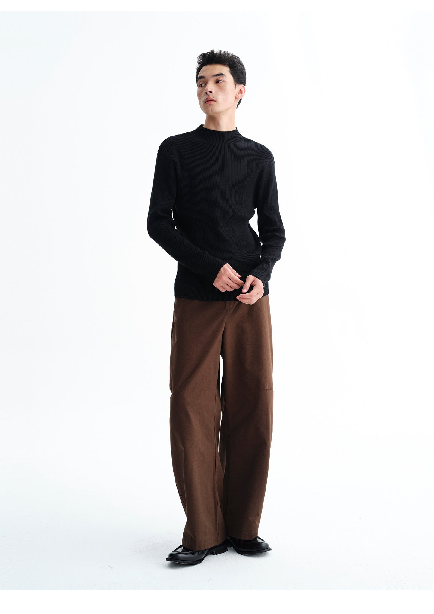 Pleated Patchwork Wide-Leg Pants