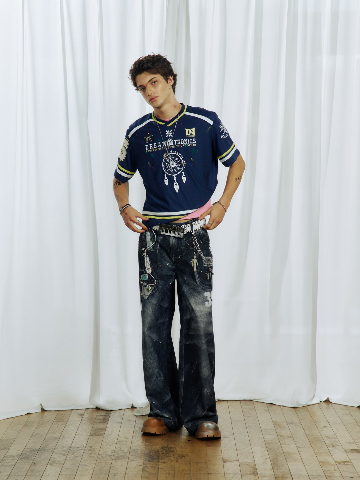 Splash Ink Straight-Fit Denim Pants
