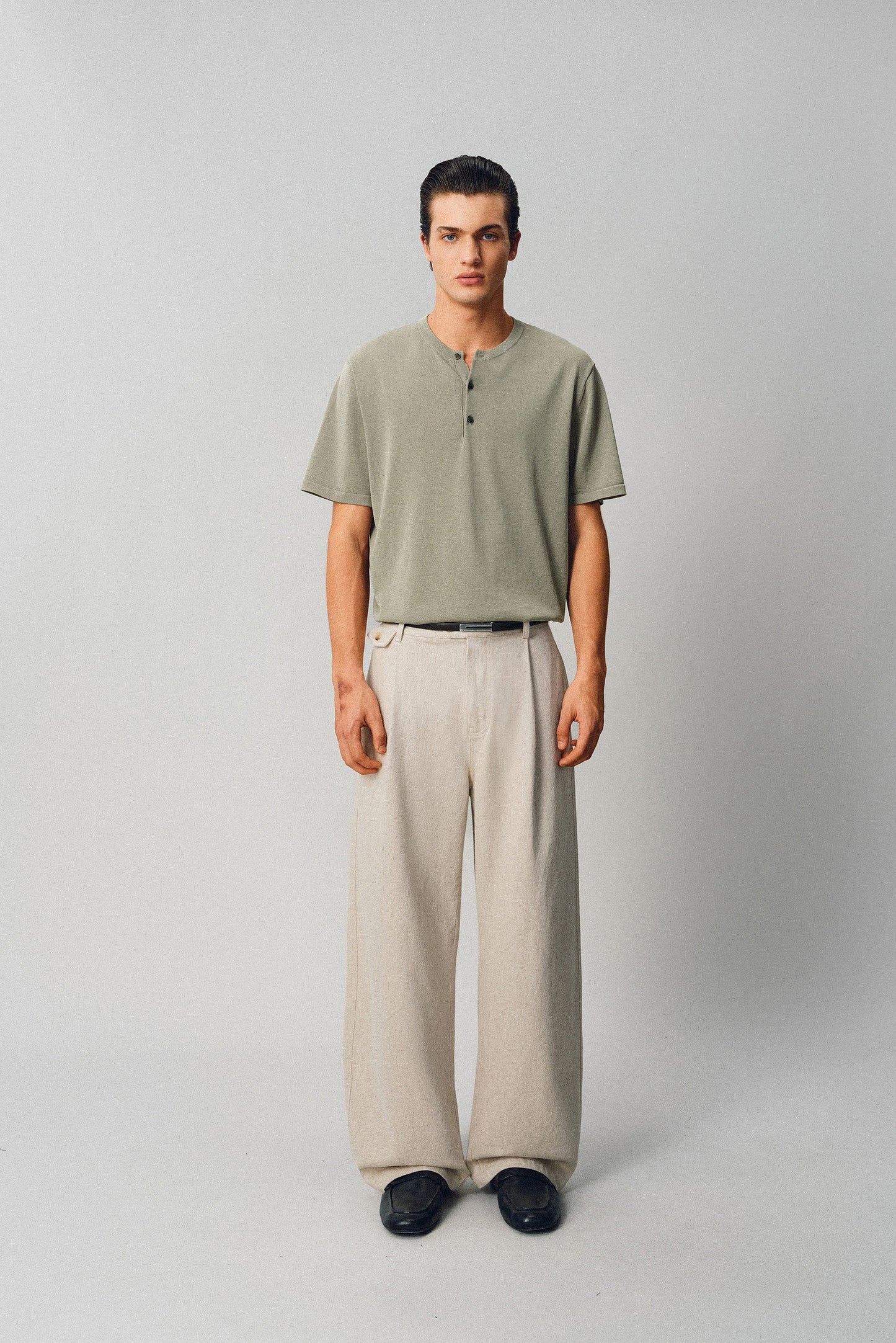 Linen-Blend Simple Casual Pants