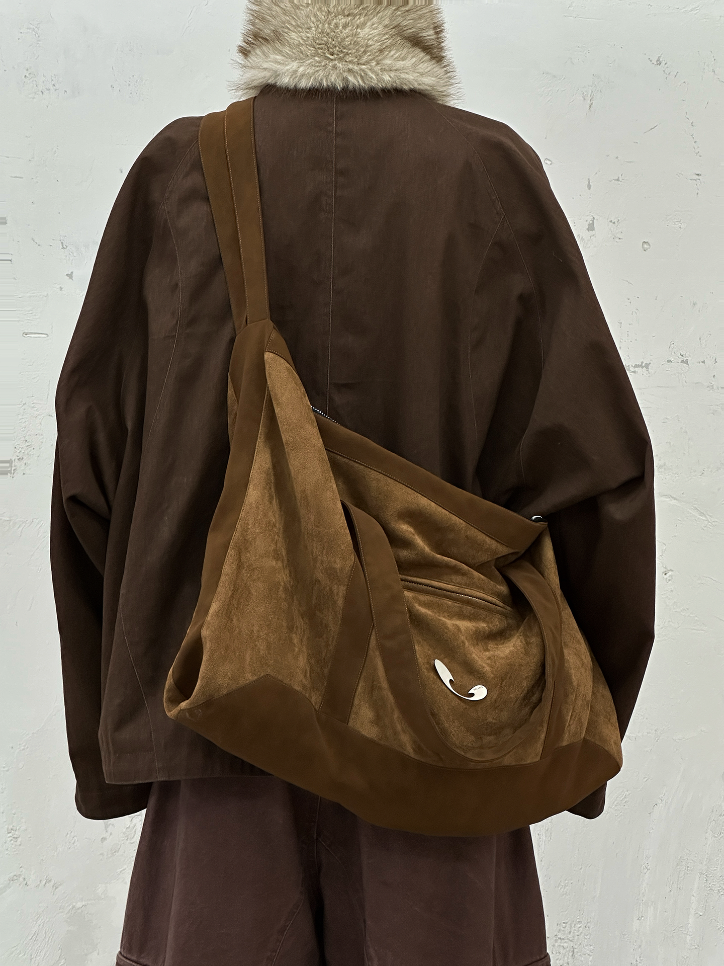 Suede Patchwork Shoulder Bag