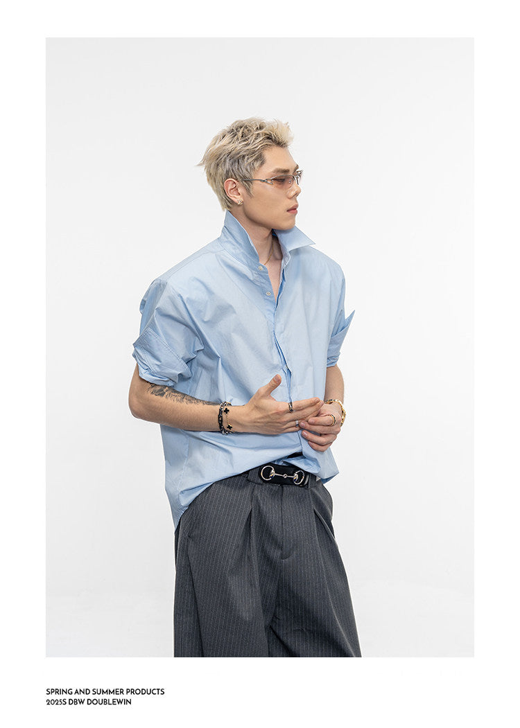 롤업 슬리브 와이드 셔츠