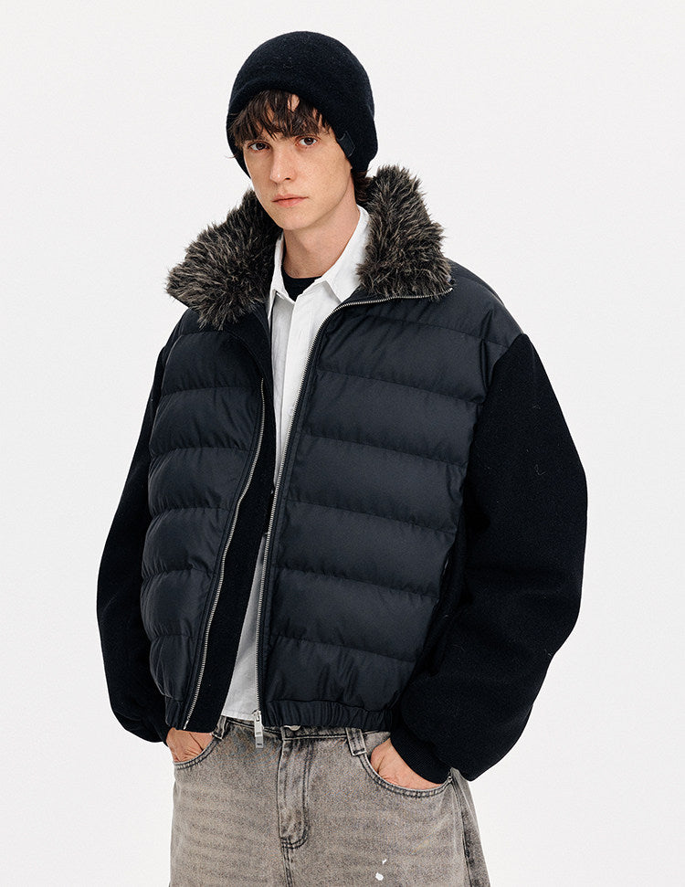 Luxury Stand Collar Patchwork Down Jacket