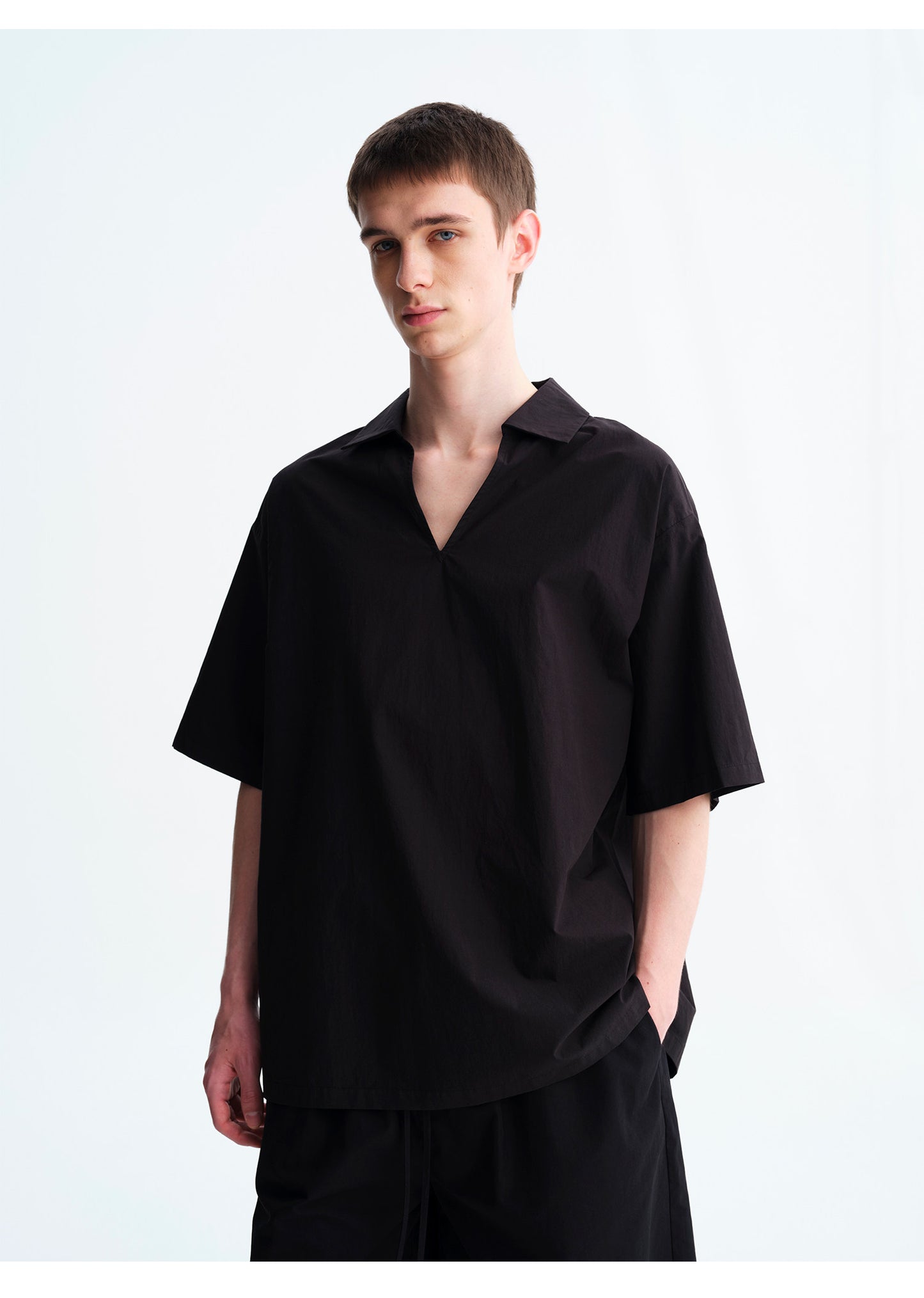 Loose-Fit V-Neck Pullover Shirt