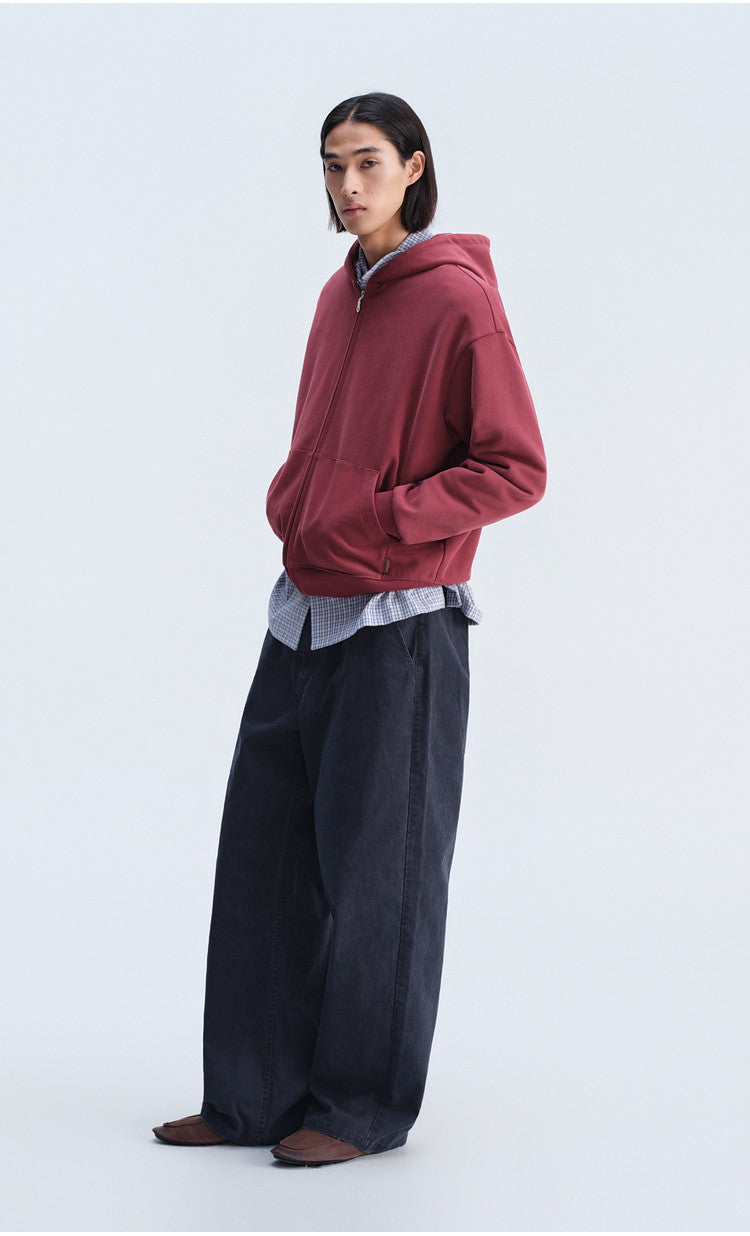 Short-Sleeve Hooded Zip-Up Sweatshirt