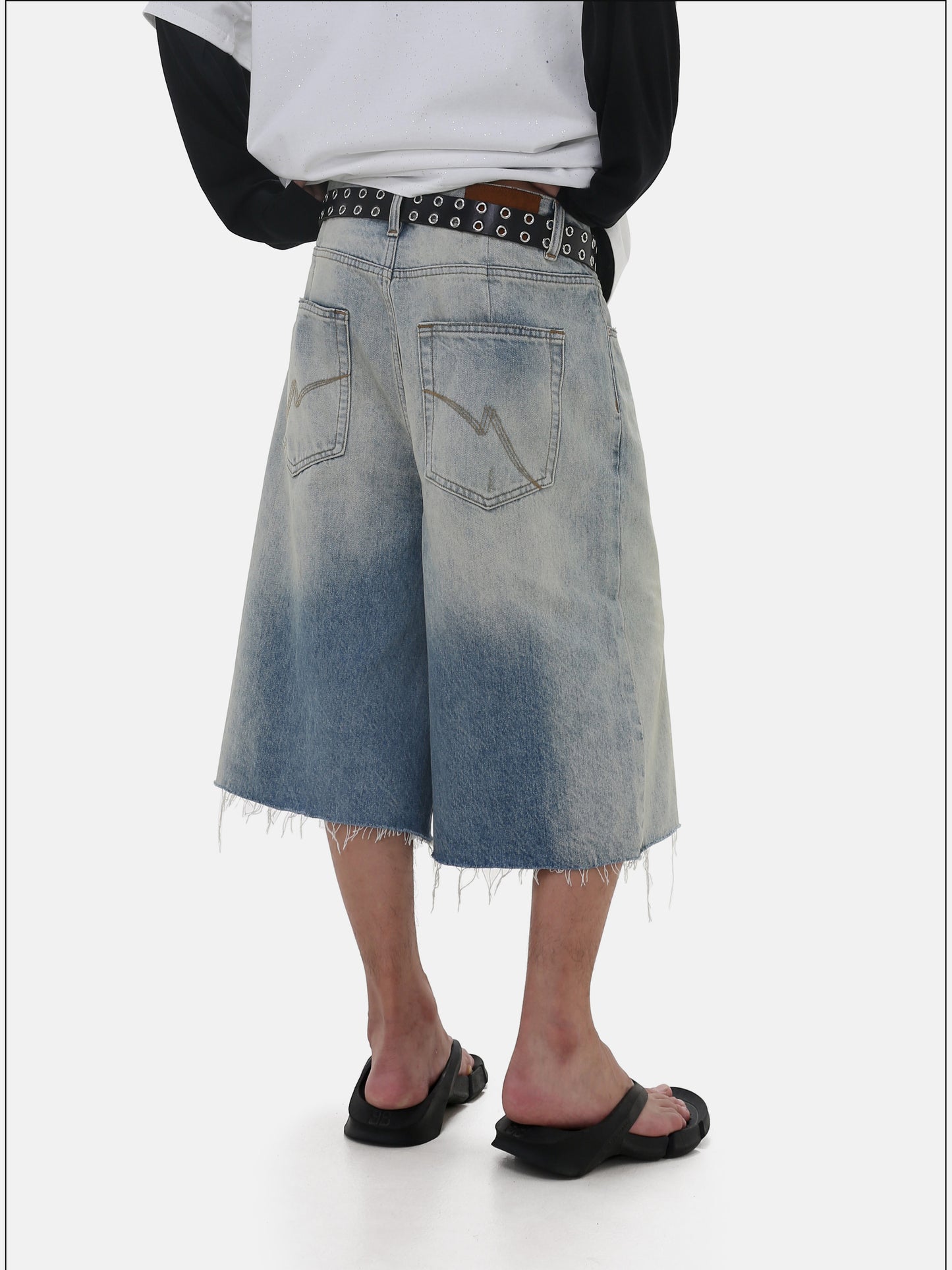 Gradient-colored denim shorts