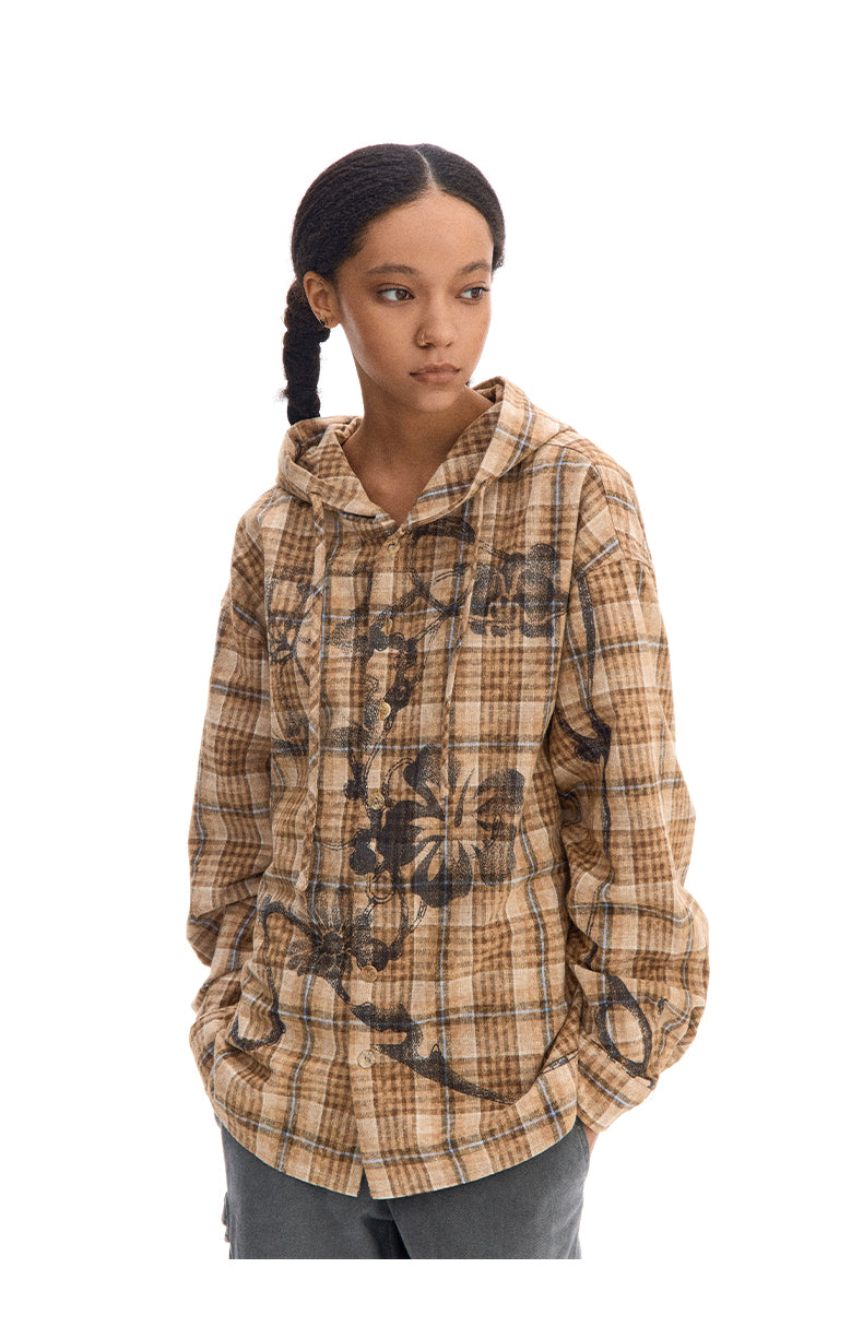 Casual Hooded Check Shirt