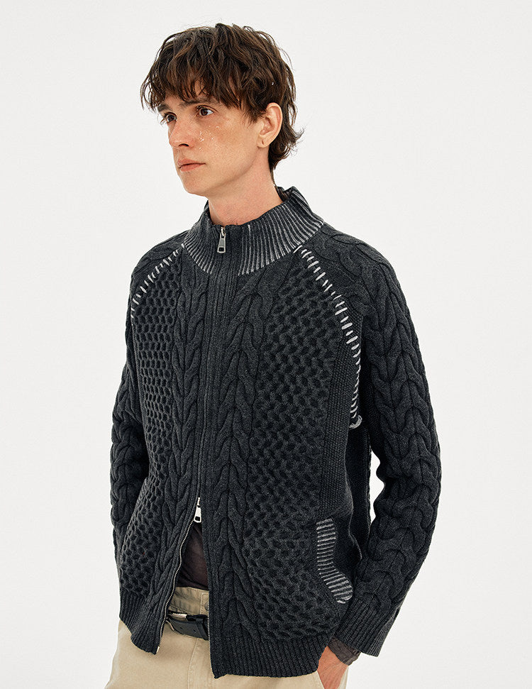 Hand-Stitched Cable-Knit Cardigan