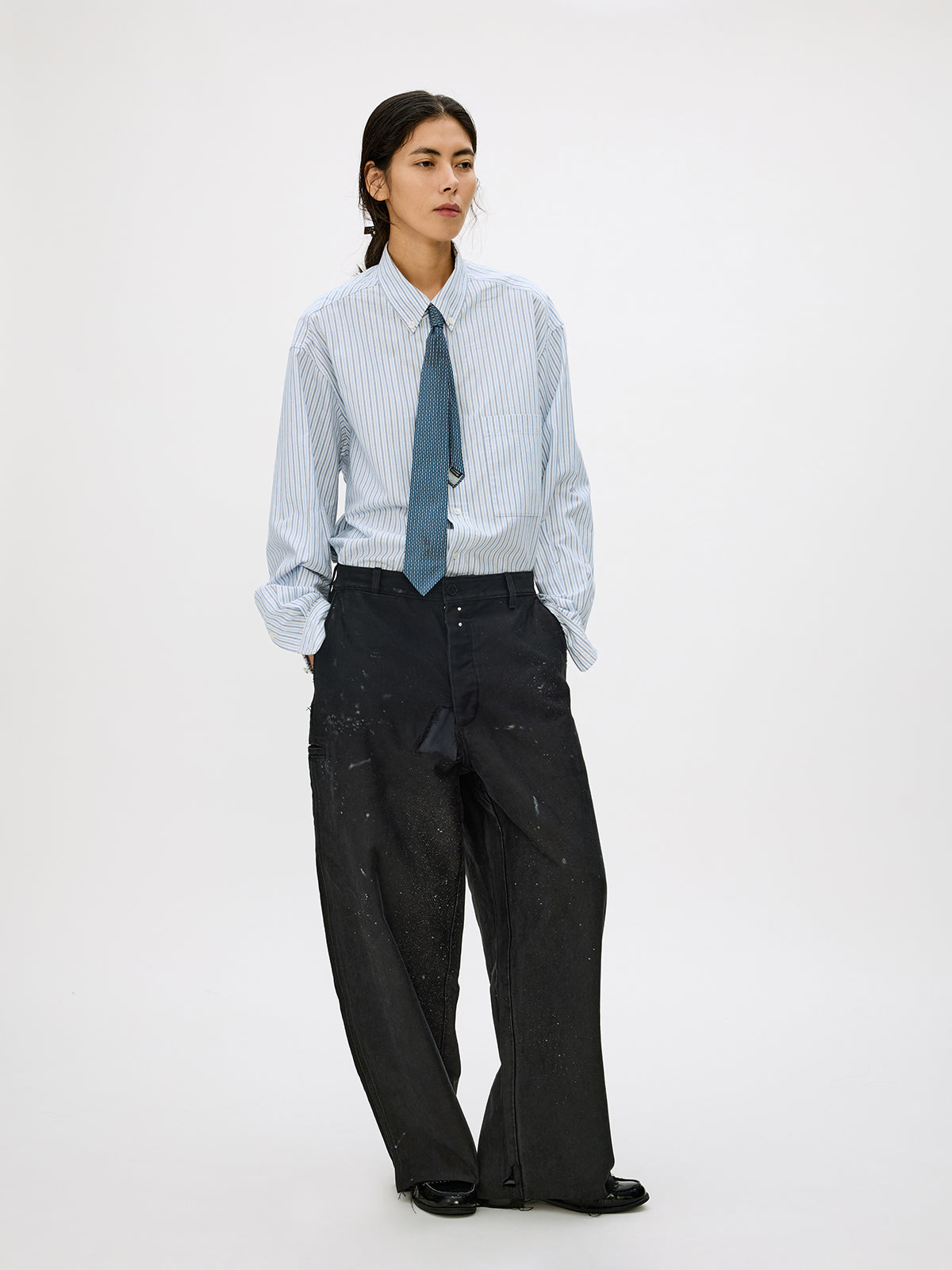 Heavy-Wash Finish Casual Pants