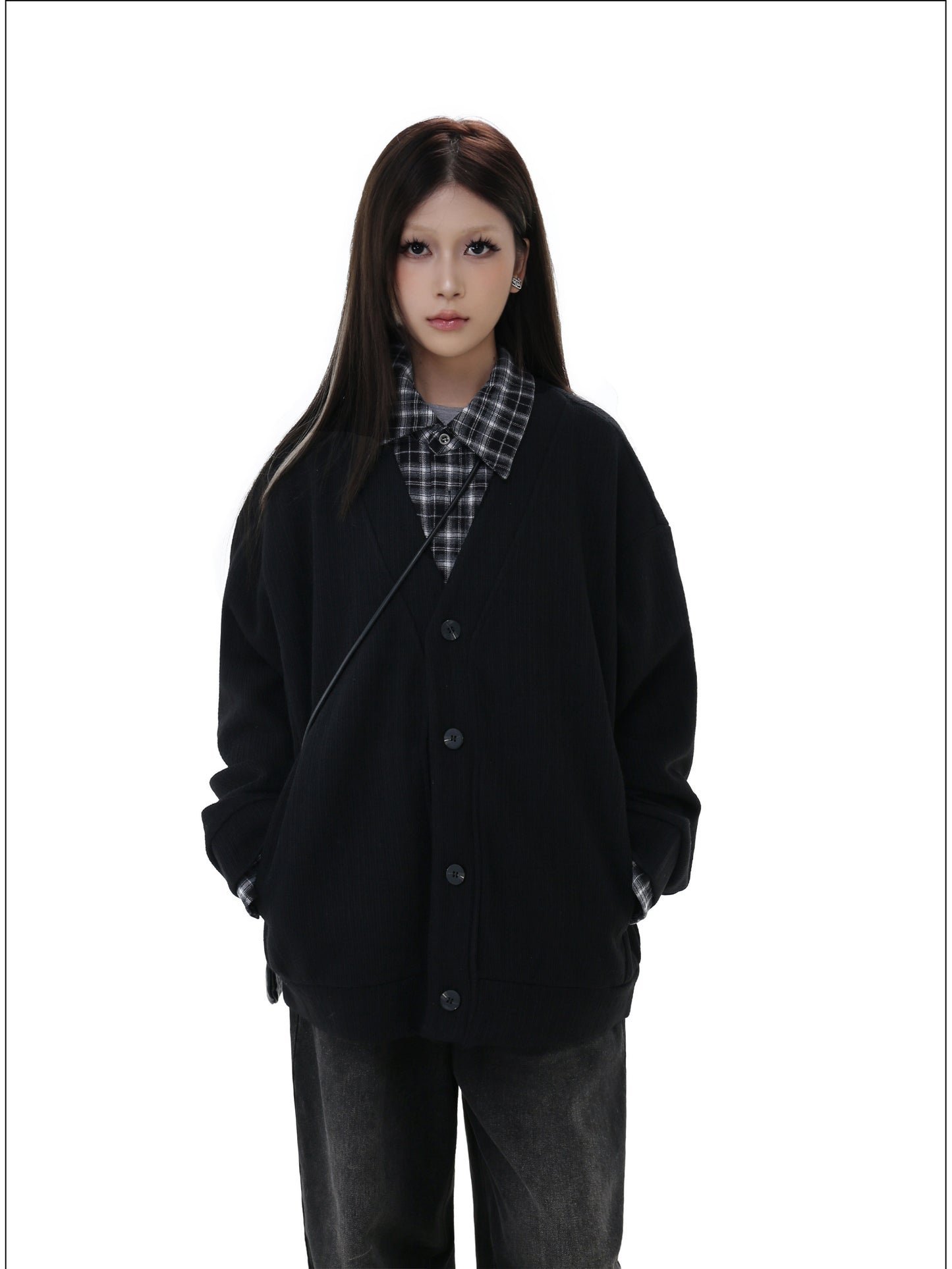 Loose-fitting thick cardigan